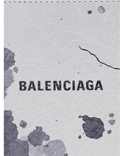 Balenciaga Gray Printed Leather Wallet for men
