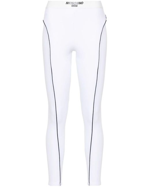 Moschino White Piped-trim Performance leggings