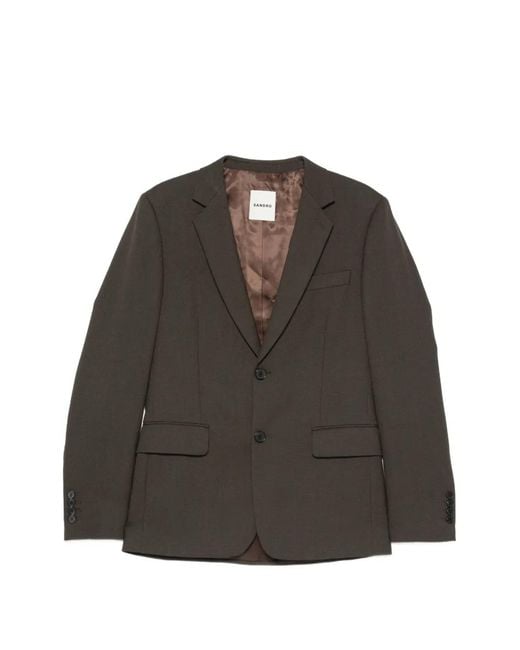 Sandro Brown Tailored-Collar Slim-Fit Blazer for men
