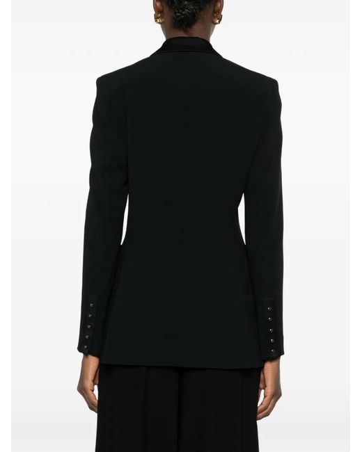 Emporio Armani Black Satin-Trim Single-Breasted Blazer