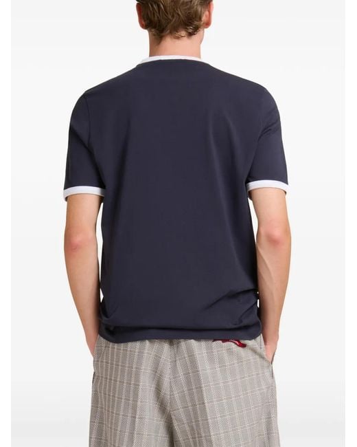 Marni Blue Crew-Neck Printed T-Shirt for men