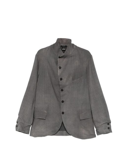 Avant Toi Gray Blazer Boutonné À Col Cheminée