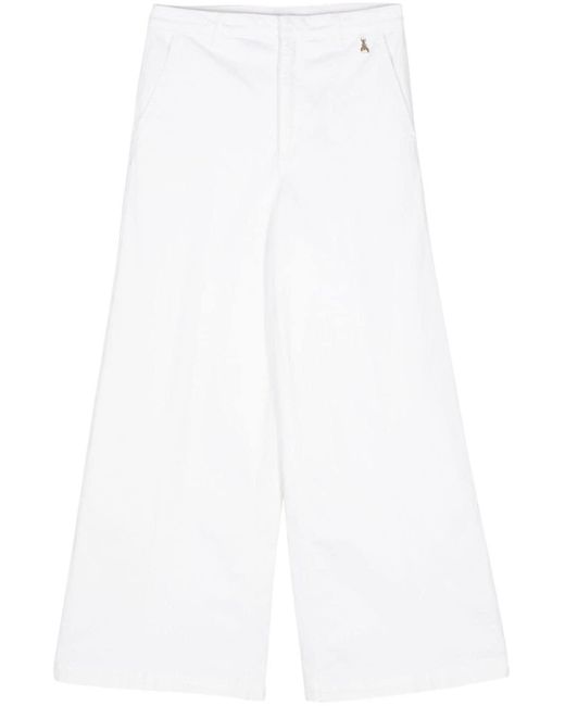 Patrizia Pepe Logo-charm Wide-leg Trousers in het White