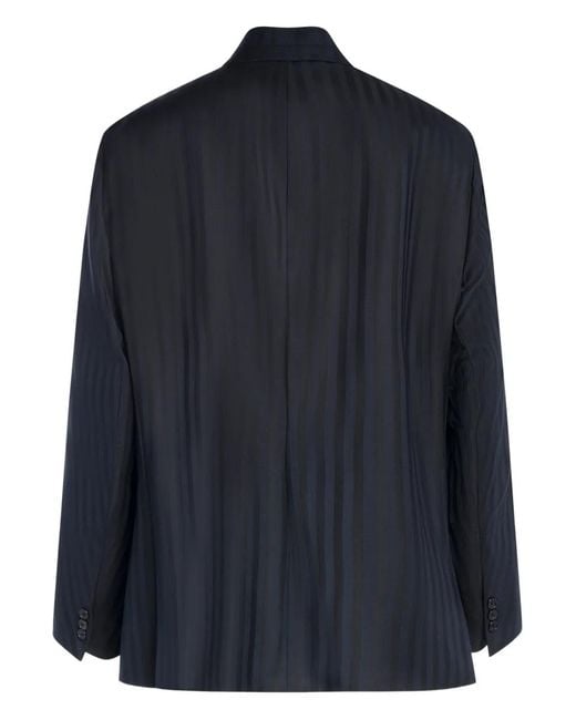 Hed Mayner Blue Striped Two-Button Jacket for men