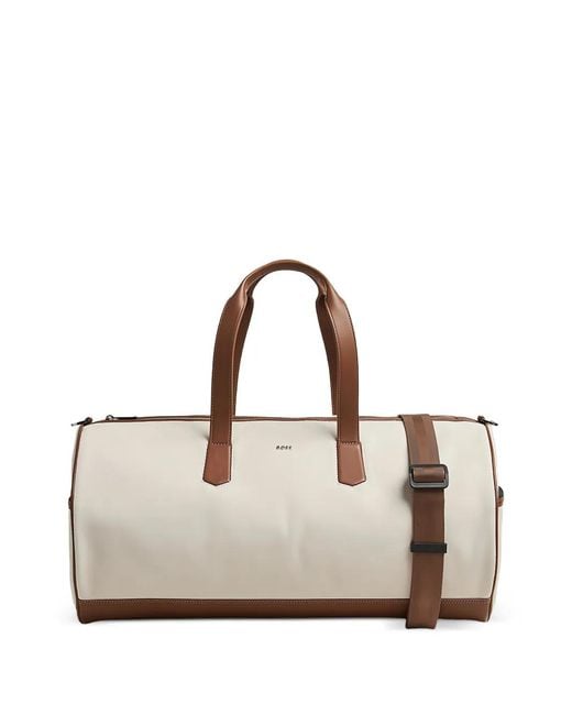 Boss Natural Leather-Trim Holdall Bag for men