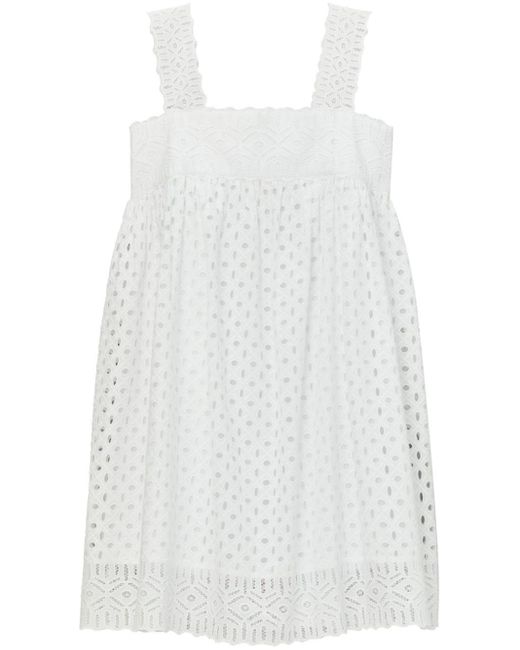 Tory Burch White Broderie-anglaise Cotton Minidress
