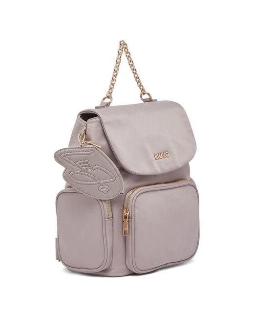 Liu Jo Gray Zip-Pocket Backpack