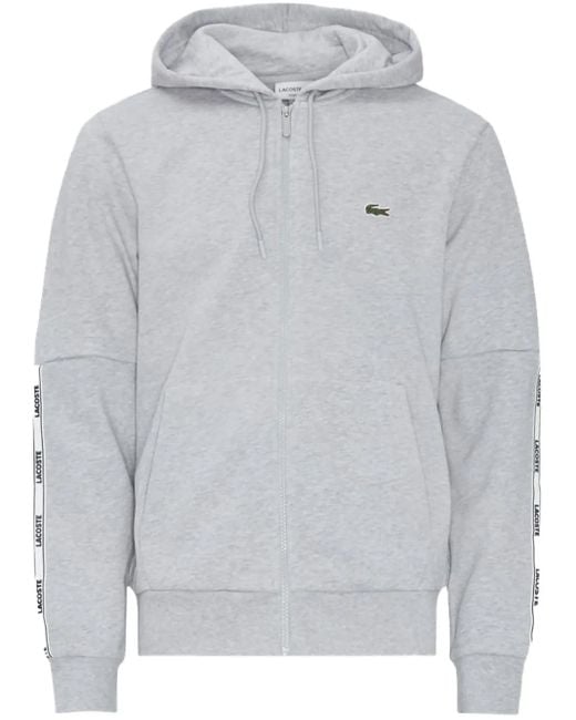 Lacoste Gray Zipped Fleece Hoodie for men
