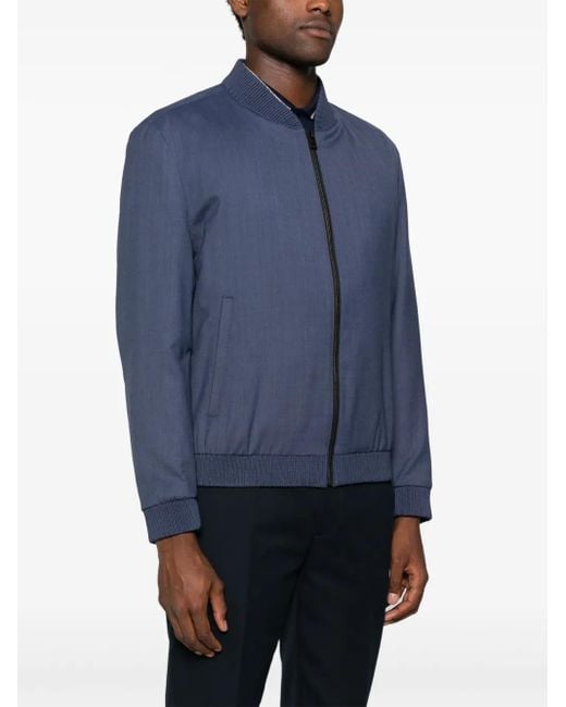 Boss Blue Zip-Up Bomber Jacket for men