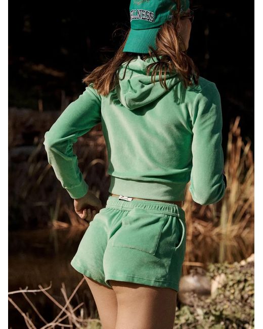 Sporty & Rich Green Italic Logo Cotton Hoodie