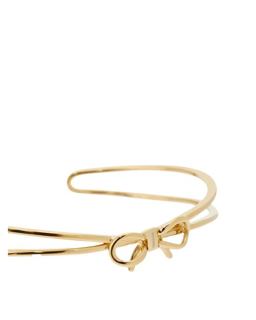 Ferragamo Metallic Bangle With Bow S/M