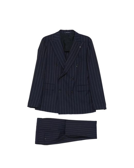 Tagliatore Blue Pinstripe-Pattern Suit for men