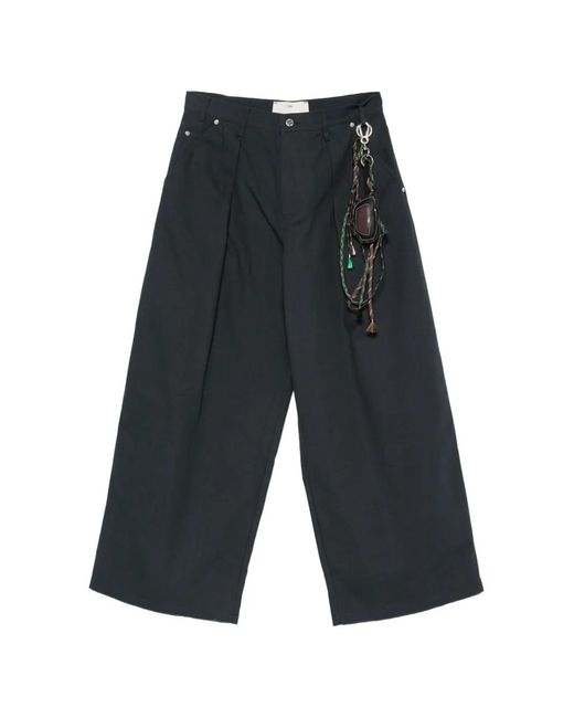 Song For The Mute Gray Charm-Detail Pleated Trousers for men
