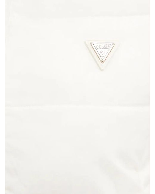 Guess White Hooded Quilted Jacket