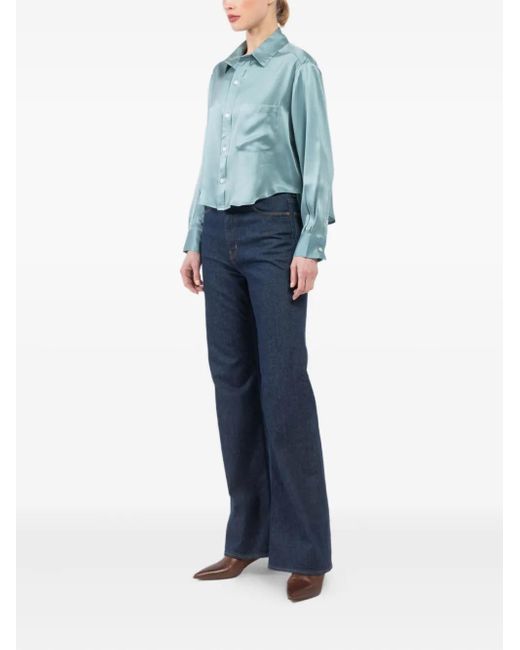 CISSA Blue Satin Pocket Shirt