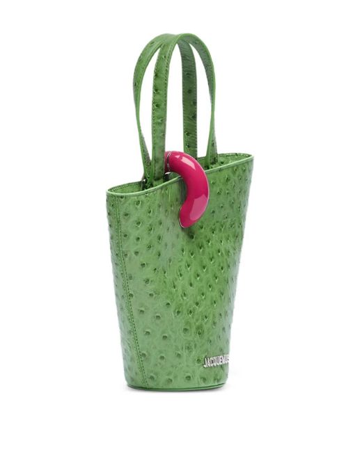 Jacquemus Green Kleine The Bambola Tasche Mit Straußen-Effekt