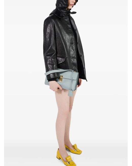 Prada Black Hooded Leather Jacket
