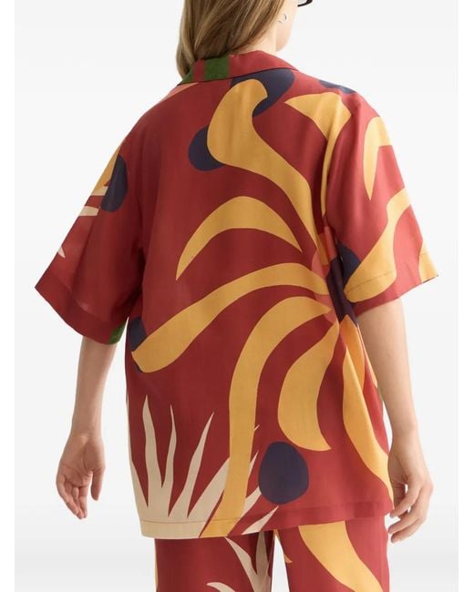 Scotch & Soda Red Abstract-Print Short-Sleeve Shirt