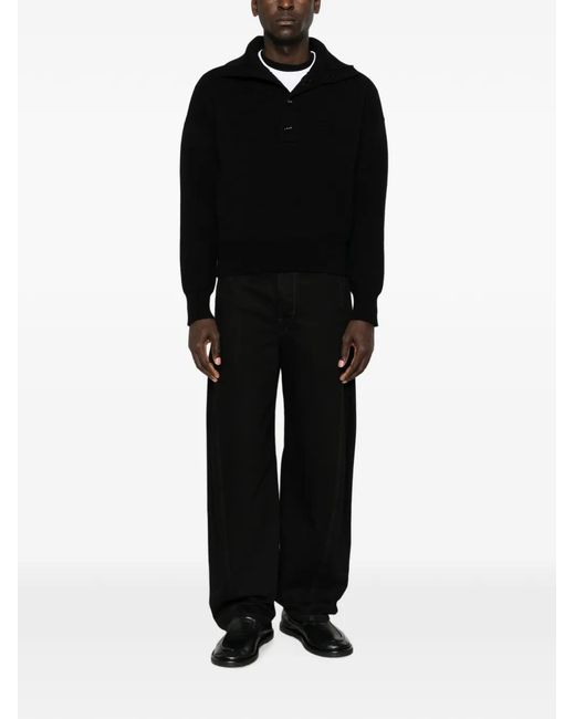 AMI Black Button-Up Sweater for men