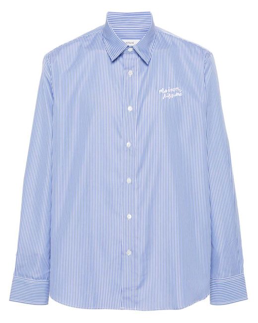 Camisa con logo bordado Maison Kitsuné de hombre de color Blue