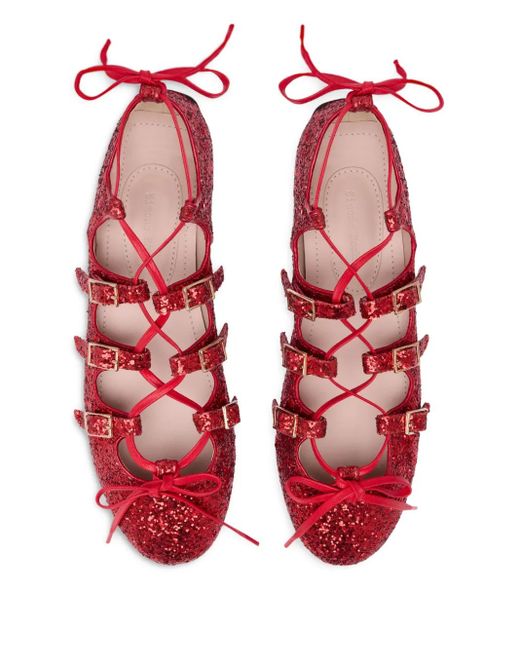 Simone Rocha Ghillie フラットシューズ Red