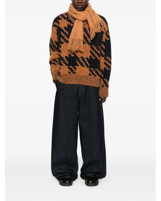 Uma Wang Blue Logo-Patch Jeans for men