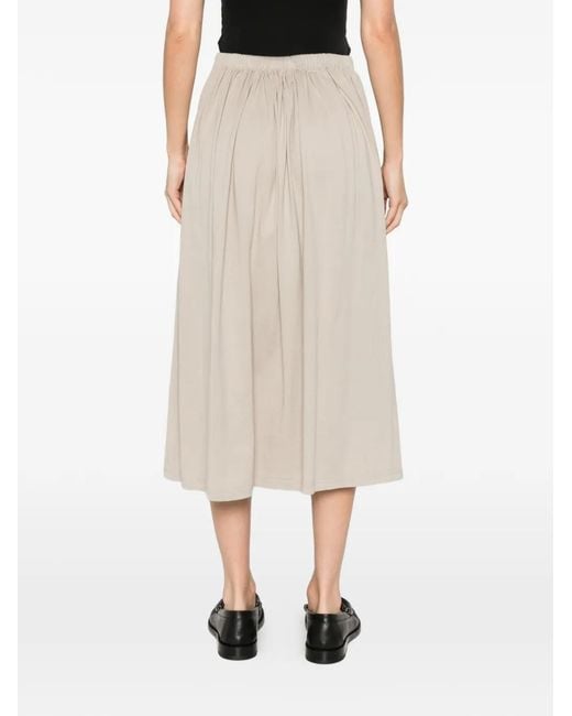 Ma'ry'ya White Elasticated-Waistband Midi Skirt