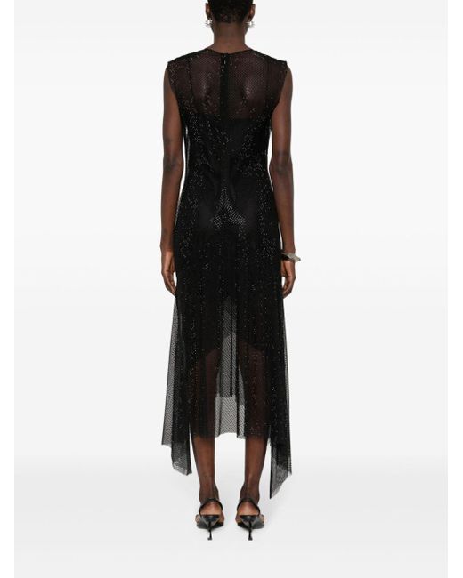 Philosophy Di Lorenzo Serafini Black Rhinestone-embellished Midi Dress