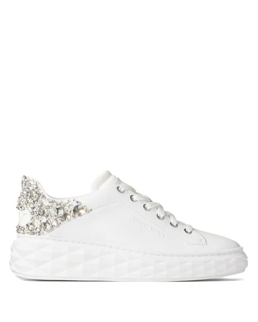 Jimmy Choo Diamond Maxi Sneakers Verfraaid Met Kristal in het White