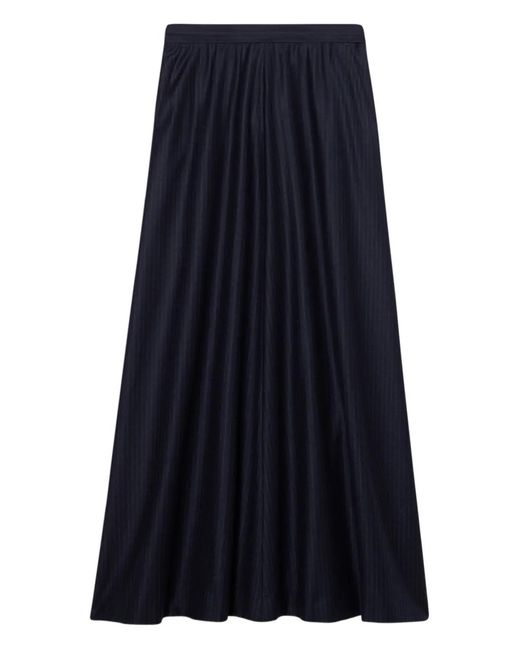 Brooks Brothers Blue Striped-Pattern Virgin-Wool Skirt
