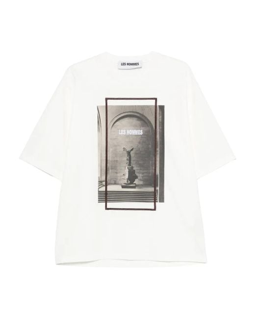 メンズ Les Hommes グラフィック Tシャツ White