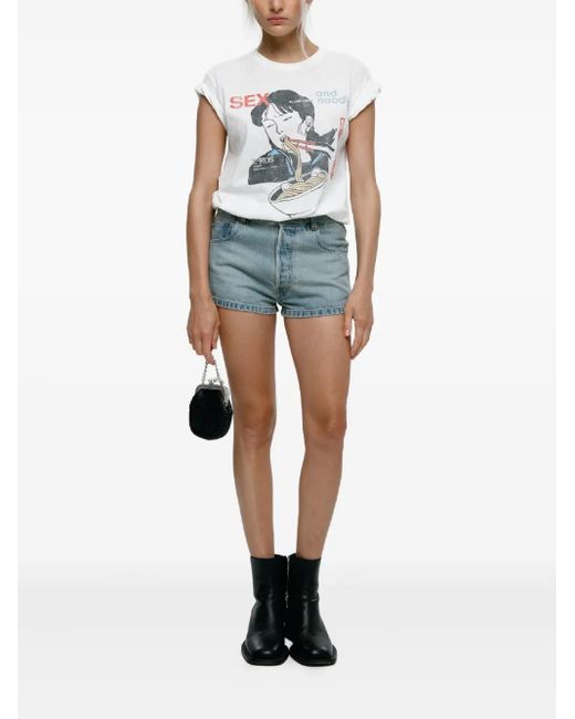 Mainless Blue Denim Mini Shorts