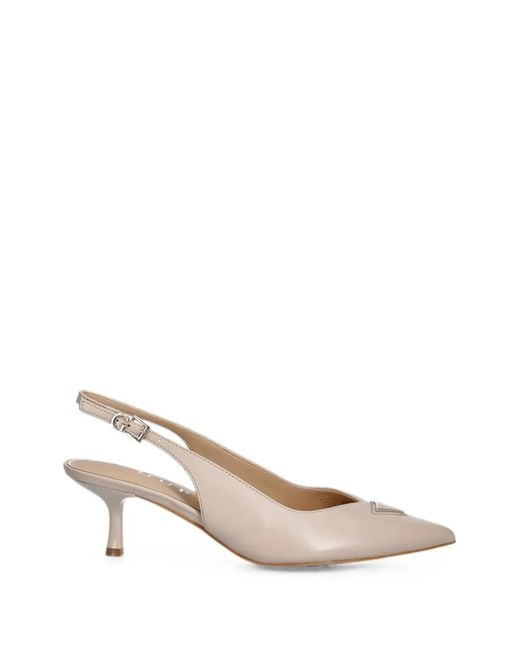 Guess Natural Logo-Plaque Slingback Pumps