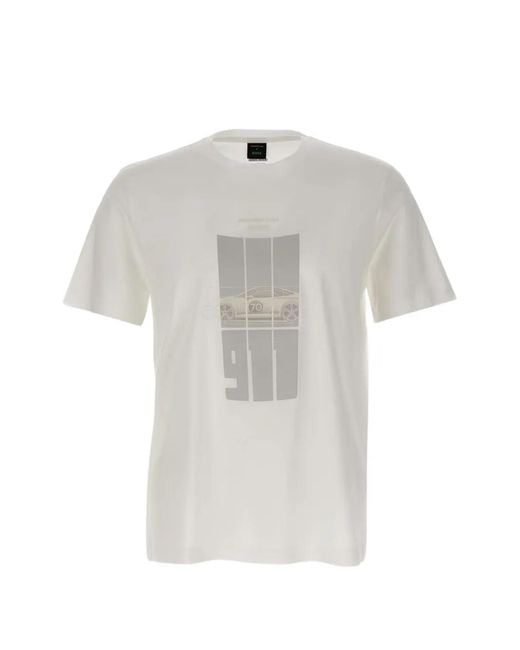 Boss White X Porsche Spirit70 Grx Graphic Short-Sleeve T-Shirt for men