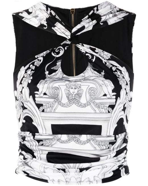 Versace Black Baroque Cropped Top