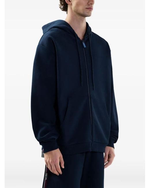 Gcds Blue Logo-Embellishment Hoodie for men
