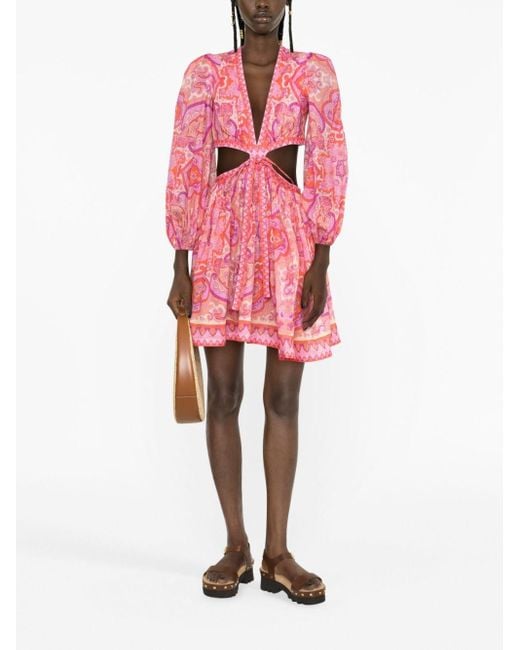 Zimmermann Pink 'halcyon' Cut-out Mini Dress