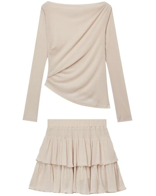 B+ AB Mini-Rok Met Ruches in het White