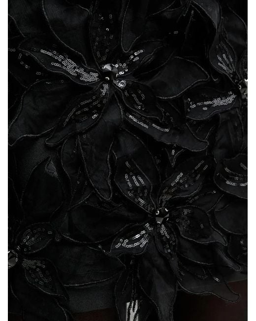 Silvian Heach Black Sequin-Flower Embellished Skirt