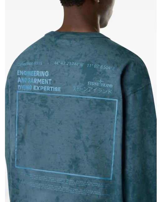 Stone Island Blue Long-Sleeve Graphic T-Shirt for men
