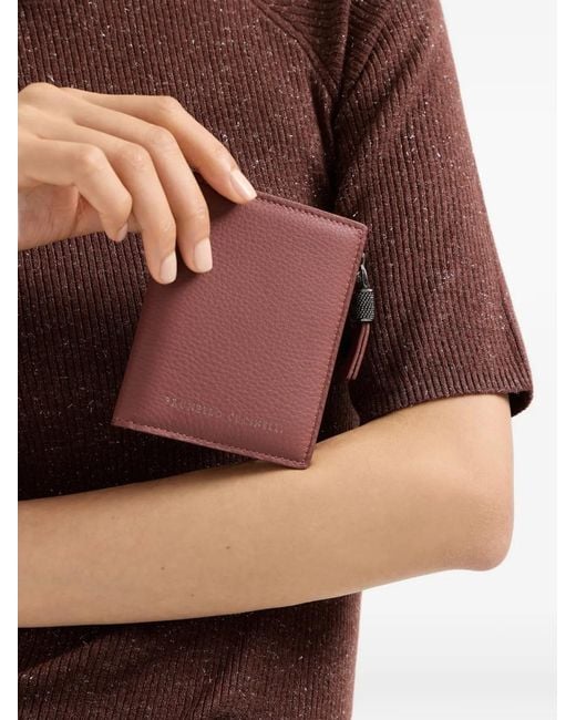 Brunello Cucinelli Purple Logo Leather Wallet