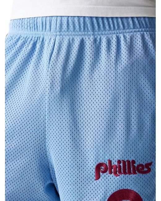 KTZ Blue Phillies Mlb Logo-Embroidered Mesh Shorts for men