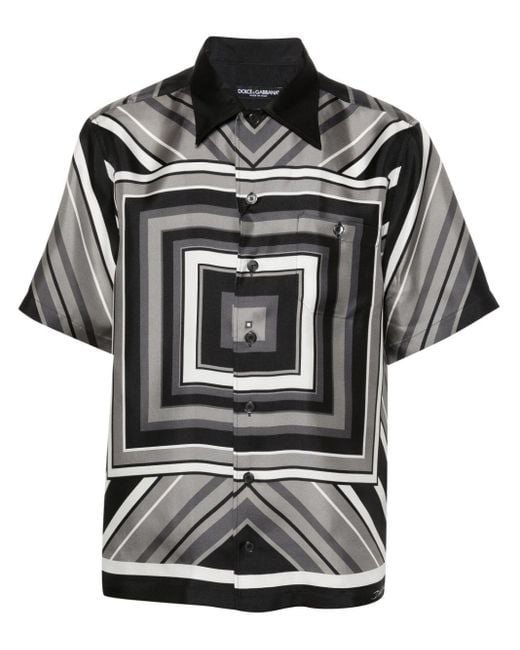 Chemise en soie à imprimé géométrique Dolce & Gabbana pour homme en coloris Black