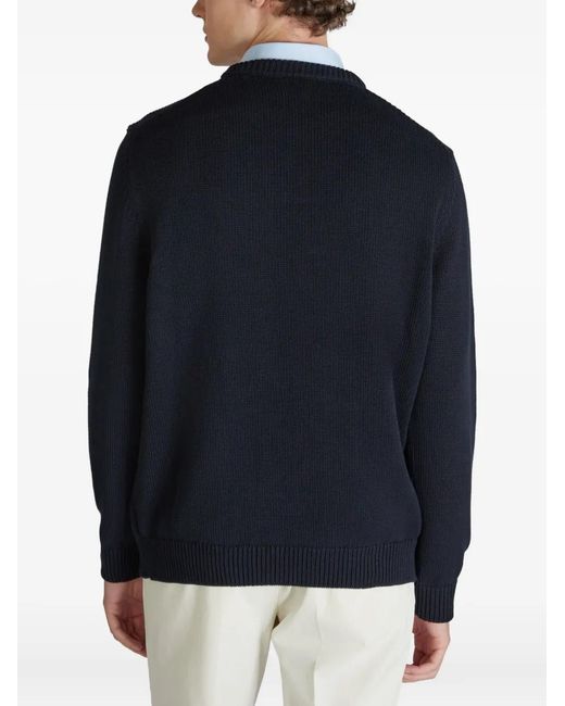 Zanone Blue Crew-Neck Cotton Sweater for men