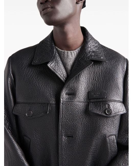 Prada Black Nappa Leather Jacket for men