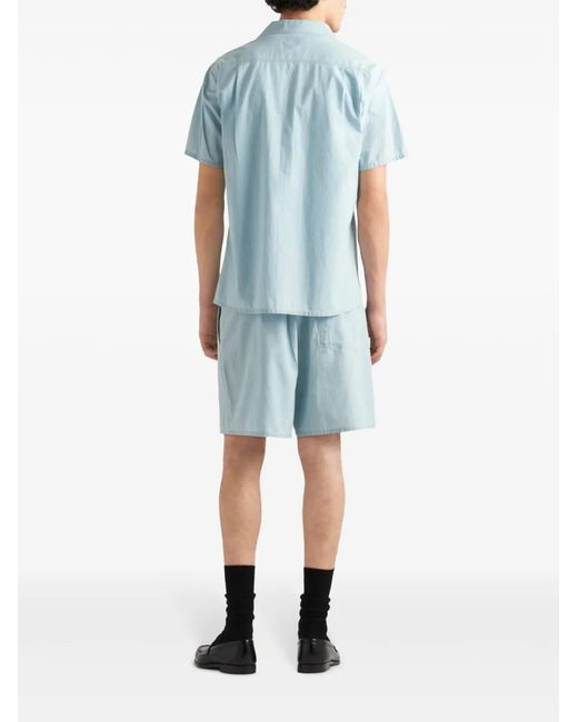 Prada Blue Triangle-Patch Elasticated-Waist Shorts for men