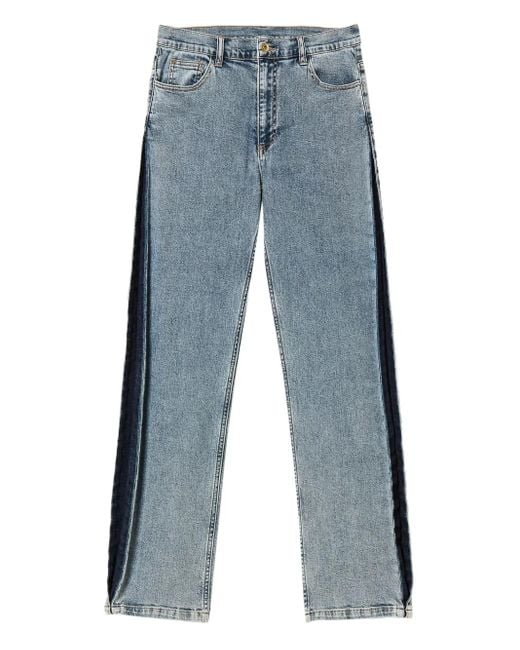 Twinset Tweekleurige Jeans Met Zijstreep in het Blue