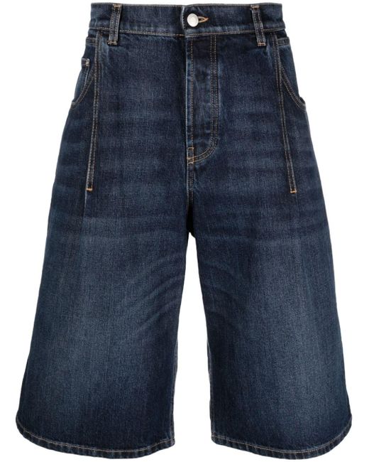 Alexander McQueen Jeans-Shorts mit Logo-Patch aus Leder in Blue für Herren