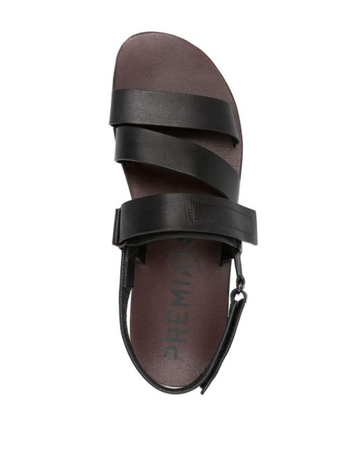 Premiata Black Touch-strap Leather Sandals for men