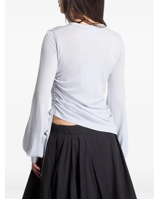 Y-3 White Cinched Draped Top